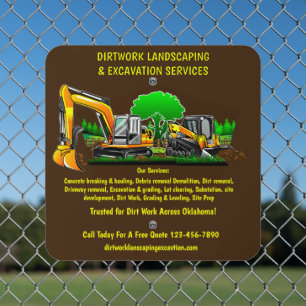 Customize Excavation Landscaping Services Contract Metal Sign