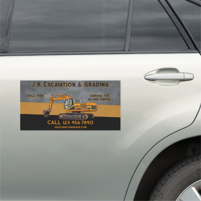 Customize Excavator Contractor Business Truck Car Magnet (In Situ)