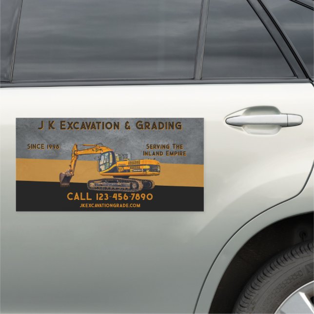 Customize Excavator Contractor Business Truck Car Magnet (In Situ)