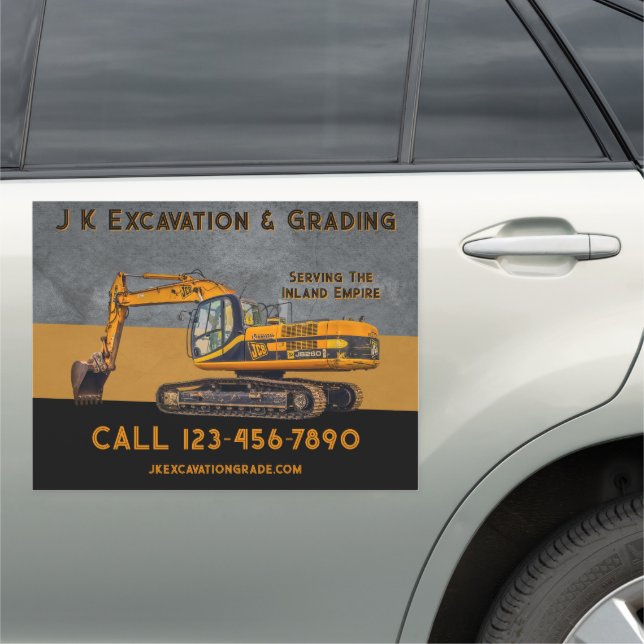 Customize Excavator Contractor Business Truck Car Magnet (In Situ)