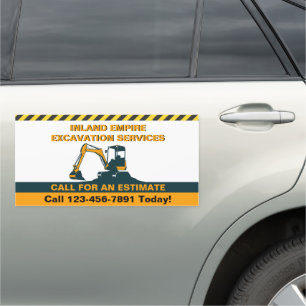 Customize Excavator For Hire Small Business Car Magnet