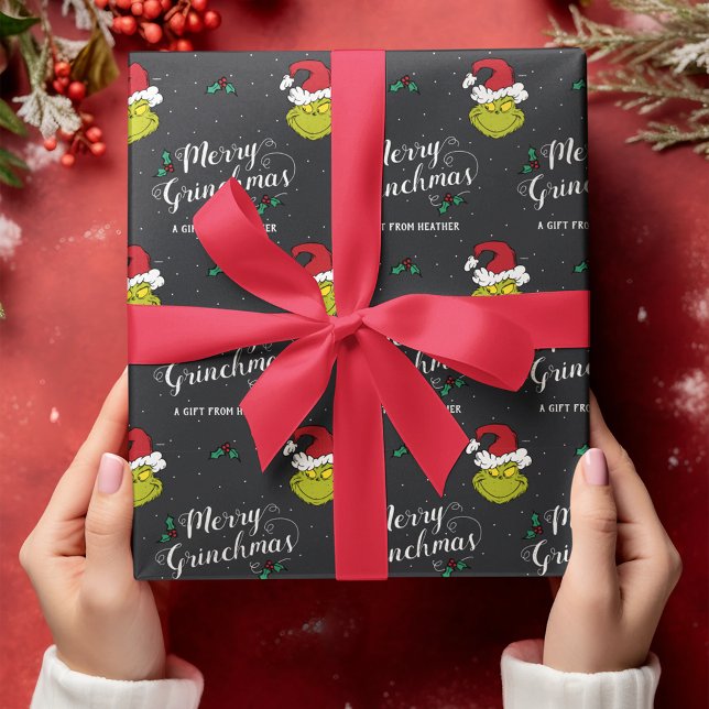 Customize Family Name - Grinch Wrapping Paper (Wrapped gift)
