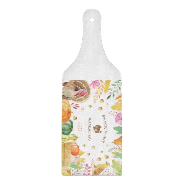 Customize Family Name Traditional Thanksgiving Cutting Board (Front)