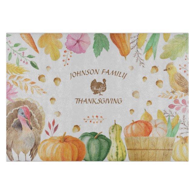 Customize Family Name Traditional Thanksgiving Cutting Board (Front)