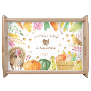Customize Family Name Traditional Thanksgiving Serving Tray