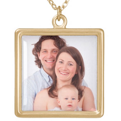 Customize family photo gold plated necklace
