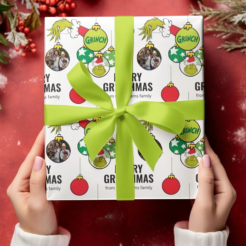 Customize Family Photo _ The Grinch with Ornaments Wrapping Paper