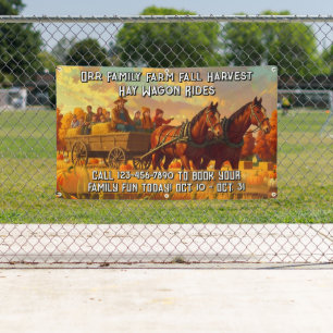 Customize Farm Fall Harvest Horse Drawn Wagon Ride Banner