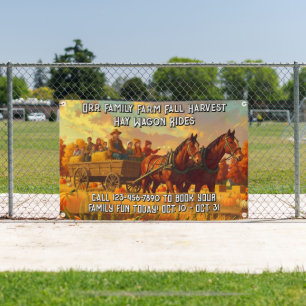 Customize Farm Fall Harvest Horse Drawn Wagon Ride Banner