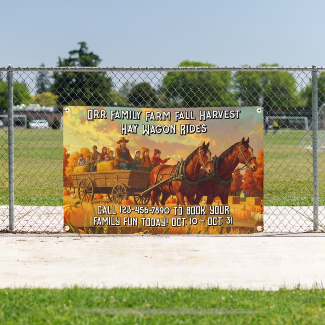 Customize Farm Fall Harvest Horse Drawn Wagon Ride Banner (Insitu)