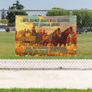 Customize Farm Fall Harvest Horse Drawn Wagon Ride Banner