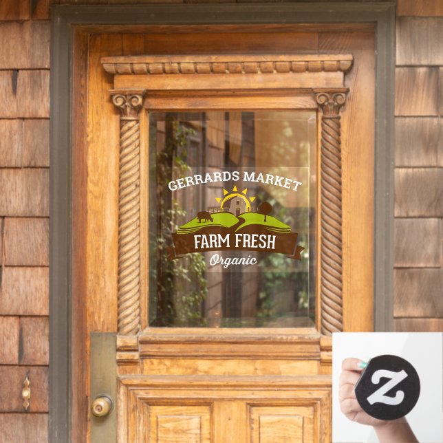 Customize Farm Fresh Organic Small Business Window Cling (Home Door)