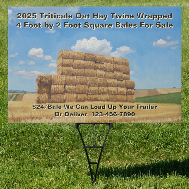 Customize Farm Square Bale Hay For Sale Yard Sign (Insitu)