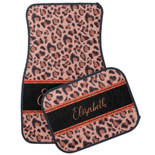 Customize Faux Leopard Fur Animal Pink Glitter Car Floor Mat