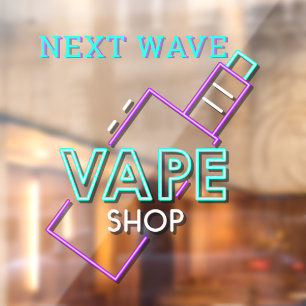 Customize Faux Neon Vape Shop Business Window Cling