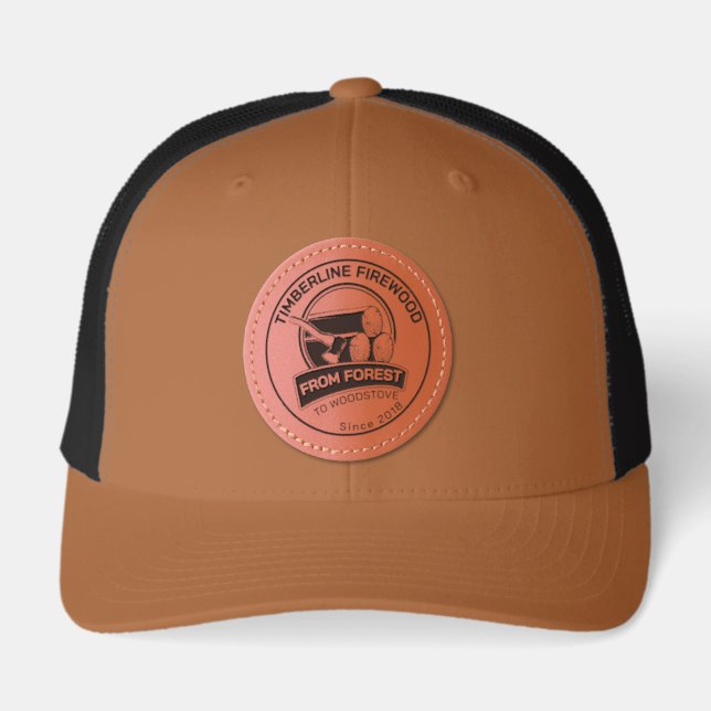 Customize Firewood Business Promo Logo Leather Patch Hat (Front)