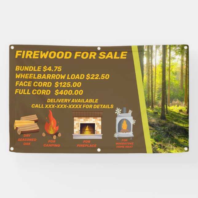 Customize Firewood For Sale Camping Fireplace Home Banner (Horizontal)