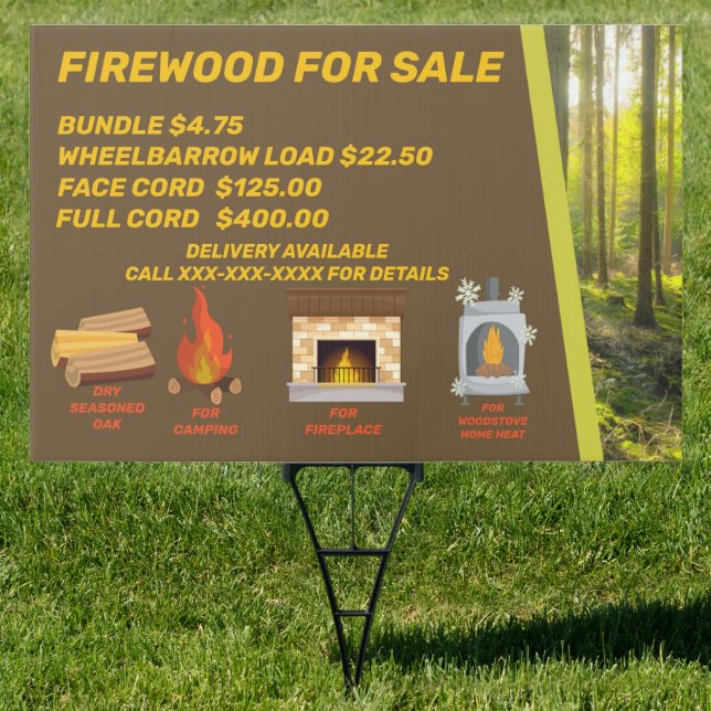 Customize Firewood For Sale Camping Fireplace Yard Sign (Insitu)