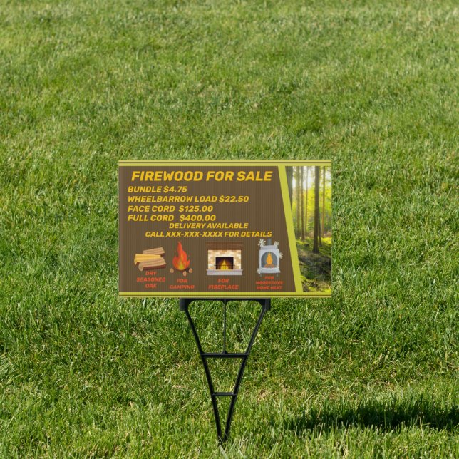 Customize Firewood For Sale Camping Fireplace Yard Sign (Insitu)