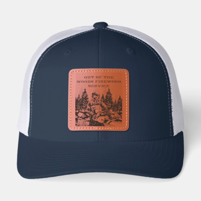 Customize Firewood Service Business Promotional  Leather Patch Hat (Front)