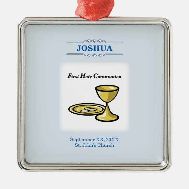 Customize, First Communion Body and Blood Metal Ornament (Front)
