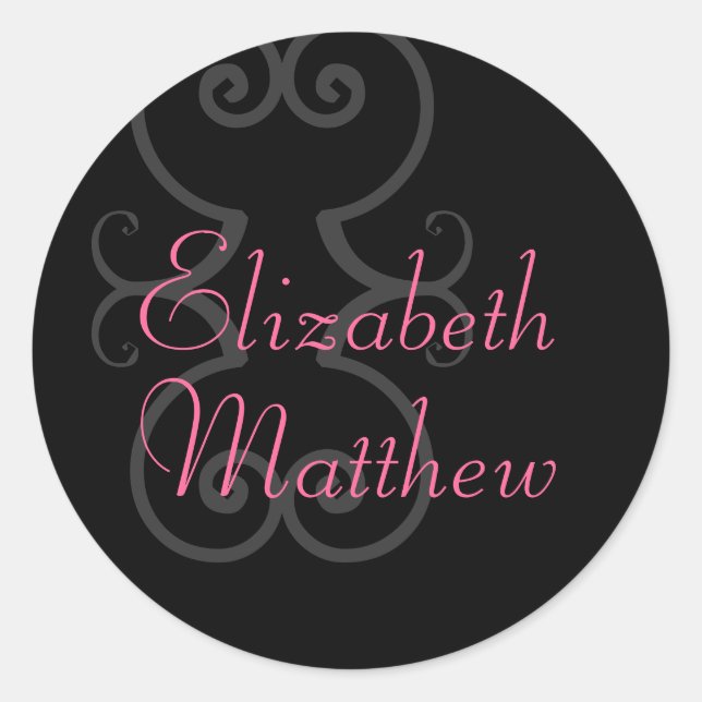 Customize First Names Elegant Black Seal Sticker (Front)