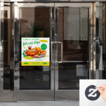 Customize Fish And Chips Cafe Sales Promo Door