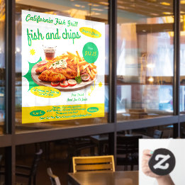 Customize Fish And Chips Cafe Sales Promo Window Cling