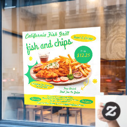 Customize Fish And Chips Cafe Sales Promo Window Cling