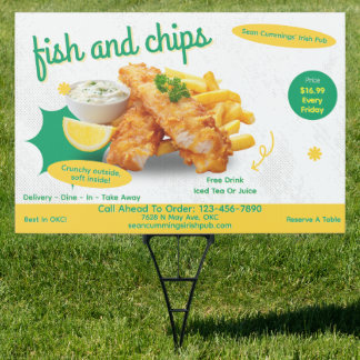 Customize Fish and Chips Restaurant Promo Roadway Sign