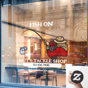 Customize Fishing Bait and Tackle Shop Business Window Cling