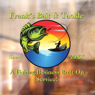 Customize Fishing Bait Tackle Shop Front Window Cling