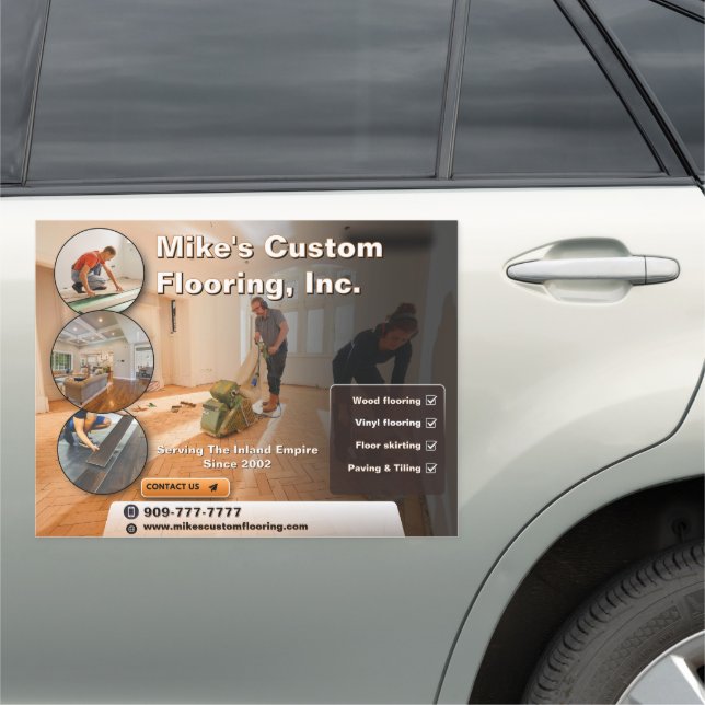 Customize Flooring Installation Contractor Promo Car Magnet (In Situ)