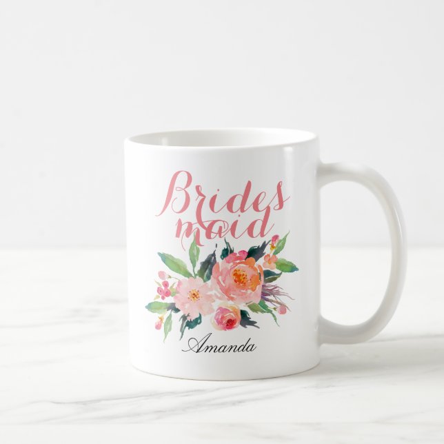 Customize Floral Bridesmaid Coffee Mug (Right)