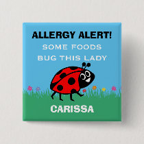 Customize Food Allergy Alert Ladybug Button