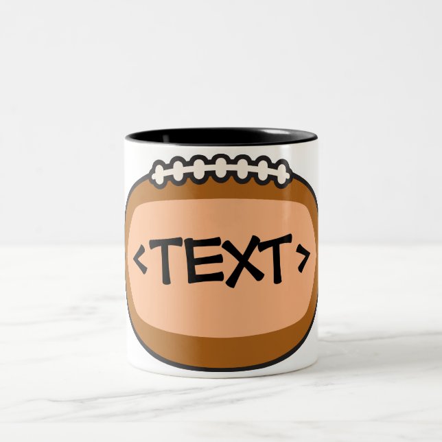 CUSTOMIZE FOOTBALL DESIGN, <TEXT> Two-Tone COFFEE MUG (Center)