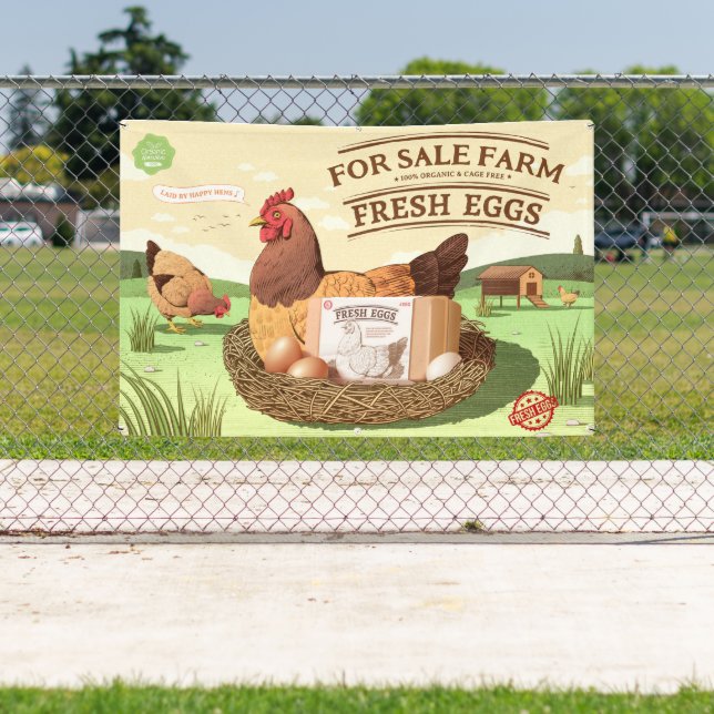 Customize For Sale Farm Fresh Organic Eggs Icon Banner (Insitu)