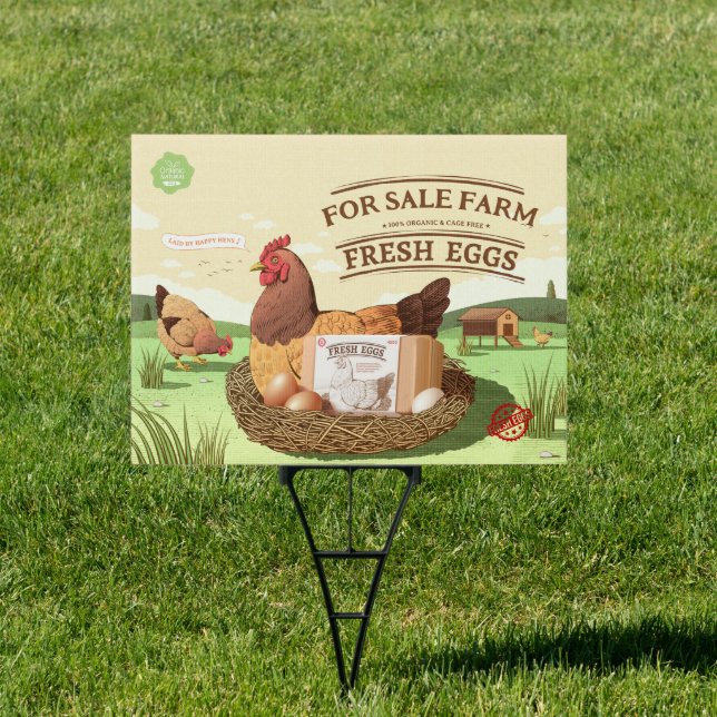 Customize For Sale Farm Fresh Organic Eggs Icon Sign (Insitu)