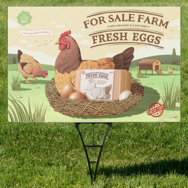 Customize For Sale Farm Fresh Organic Eggs Icon Sign (Insitu)