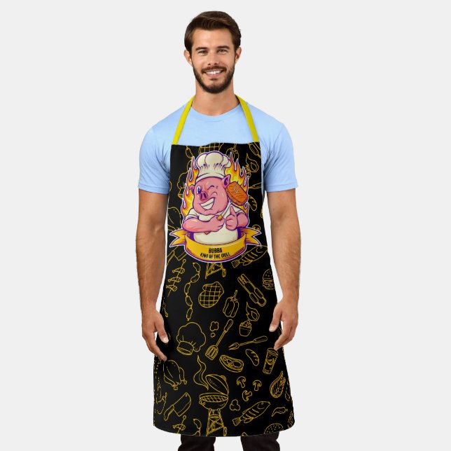 Customize Funny Barbecue Chef Hog Pig Grilling  Apron (Worn)
