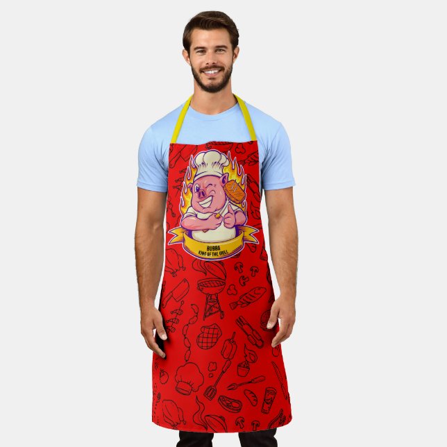 Customize Funny Barbecue Chef Hog Pig Grilling  Apron (Worn)