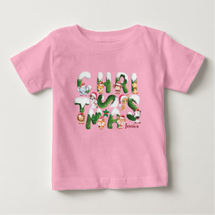 Customize Funny Christmas Alphabet  wild Animal  Baby T-Shirt
