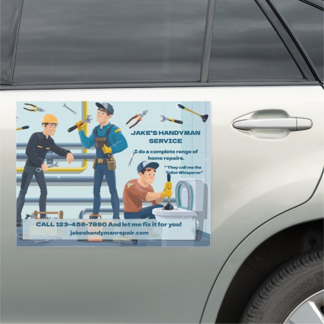 Customize Funny Handyman Business Truck Car Magnet (In Situ)