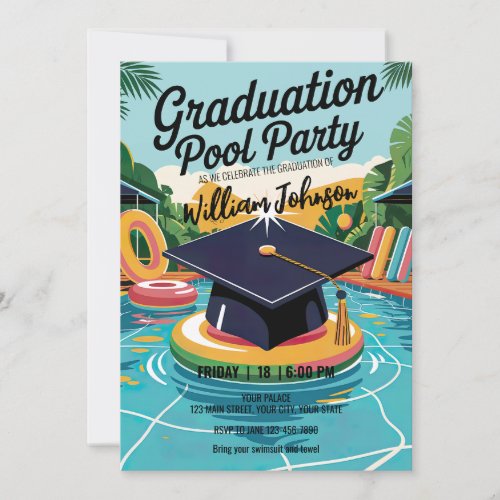 Customize Funny Lively Pool Graduation Party