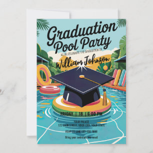 Customize Funny Lively Pool Graduation Party Invitation