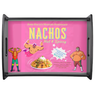 Customize Funny Mexican Restaurant Wrestlers Serving Tray