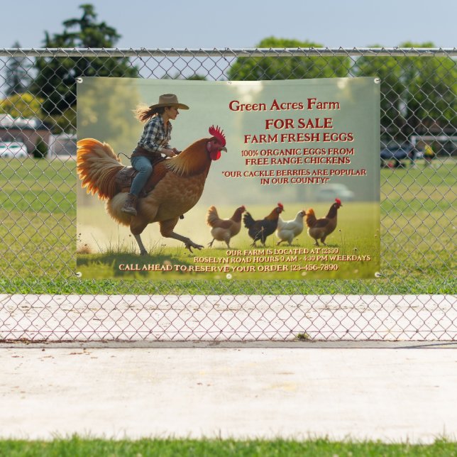 Customize Funny Organic Farm Fresh Eggs Cage Free Banner (Insitu)