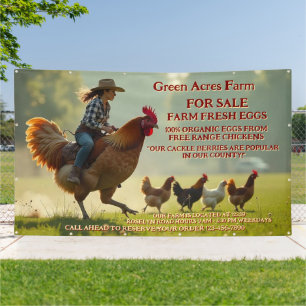 Customize Funny Organic Farm Fresh Eggs Cage Free Banner