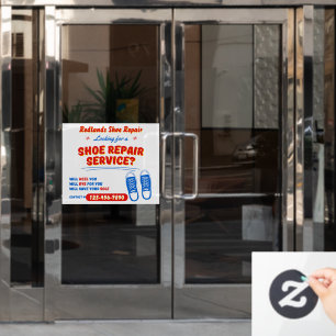 Customize Funny Shoe Repair Service Promo Window Cling