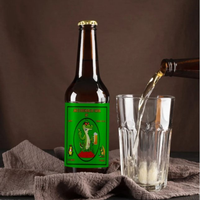 Customize Funny Southern Gator Fishing Wind Surfin Beer Bottle Label (Creator Uploaded)